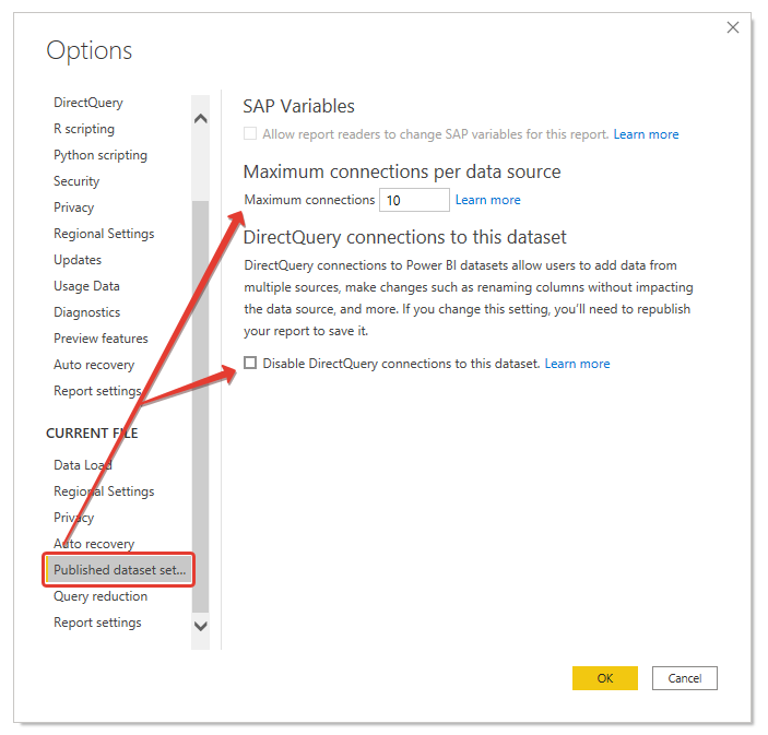 microsoft power bi features discourge chaining