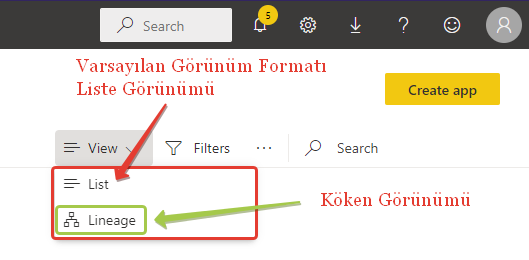 microsoft power bi features lineage view general