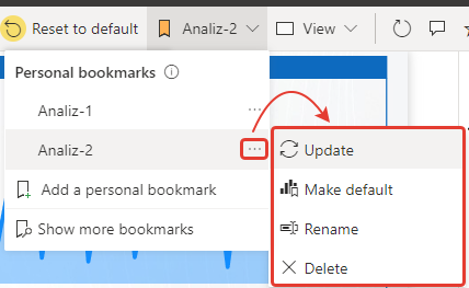 power bi service bookmark edit options