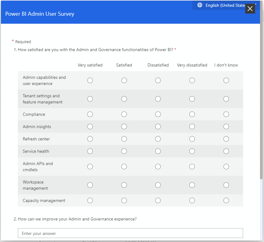 power bi admin user servey colloborate survey