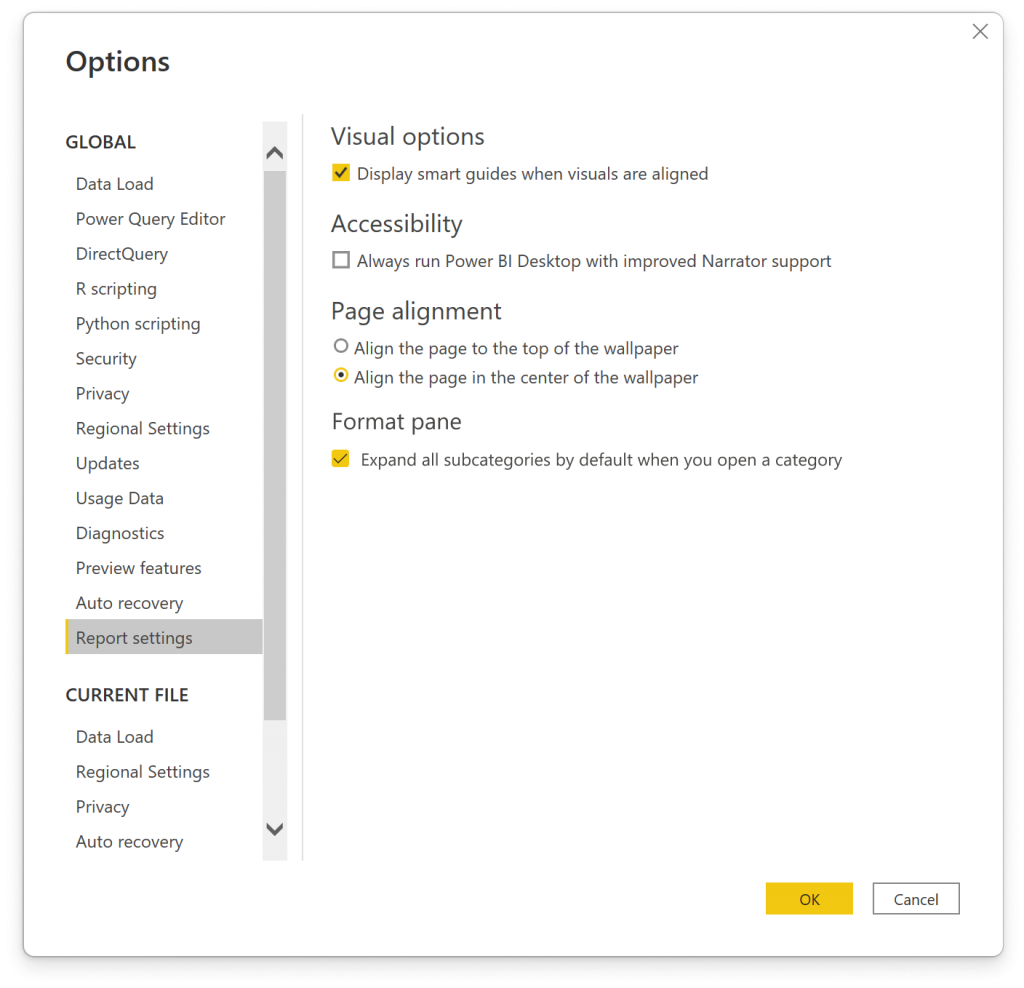 power bi features new format expand setting